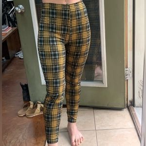 Yellow Blue Plaid Leggings